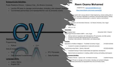 كتابة السيرة الذاتية CV