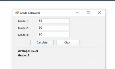 Desktop Application: Grade Calculator with GUI in C# (WinForms)