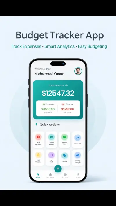 تطوير تطبيق إدارة مالية (Budget App) بواجهة احترافية وسهلة الاستخدام