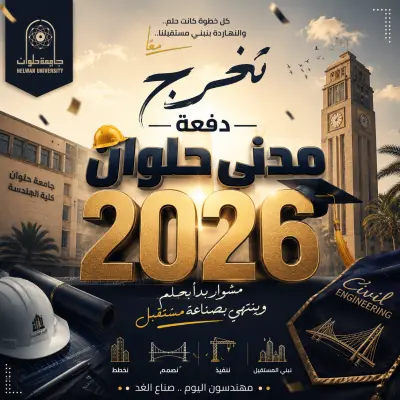 صورة العمل تصميم بوست تخرج دفعه مدني حلوان 2026