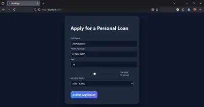Loan Application Form UI – React Project