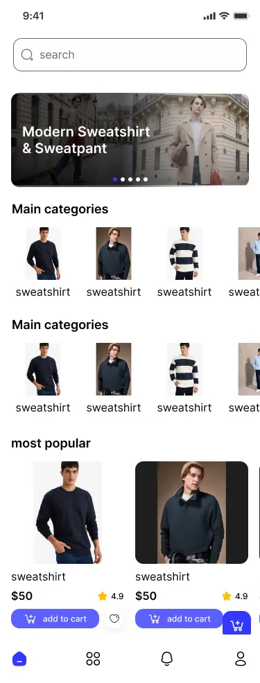 تصميم واجهات تطبيق متجر إلكتروني موبايل UI/UX جذابة وسهلة الاستخدام