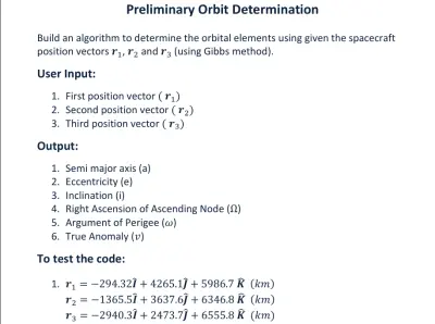 حساب المدارات الفضائية باستخدام طريقة Gibbs – تحديد العناصر المدارية من ثلاث نقاط موقع