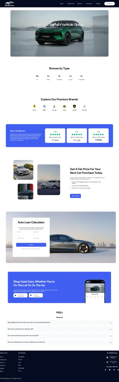 صورة العمل منصة ويب متكاملة لاستعراض وحجز السيارات html ,css , js