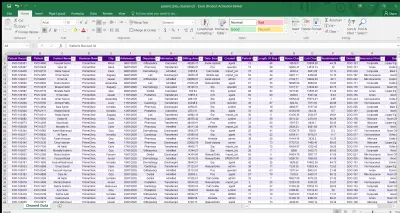 صورة العمل تنظيف و تنظيم بيانات مرضى excel ,csv لتكون جاهزه لتحليل باحترافيه