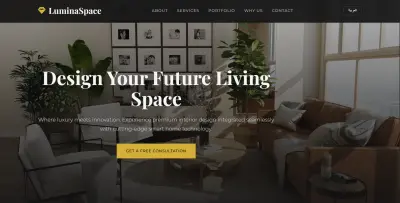 تصميم وتطوير صفحة هبوط  فاخرة ومزدوجة اللغة لشركة تصميم داخلي ومنازل ذكية