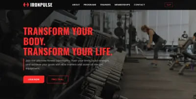 تصميم وتطوير صفحة هبوط  رياضية مزدوجة اللغة لنادي لياقة بدنية