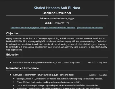 تصميم وصياغة سيرة ذاتية احترافية للمبرمجين والتقنيين (ATS-Friendly)