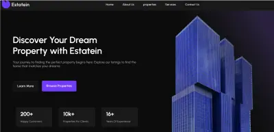 تصميم واجهة موقع عقارات احترافي ومتجاوب باستخدام HTML, CSS, JavaScript وFigma