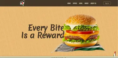 تصميم واجهة موقع مطعم برجر عصري