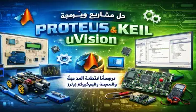 تصميم ومحاكاة دوائر إلكترونية باستخدام Proteus و Matlab و Keil uVision