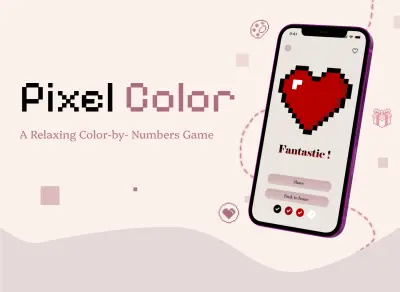 تصميم UI/UX للعبة موبايل Pixel Color (Color by Numbers)