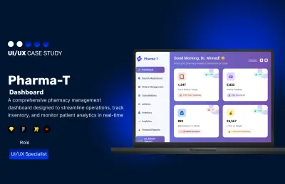 Pharma-T Dashboard – تصميم UI/UX لمنصة إدارة الرعاية الصحية