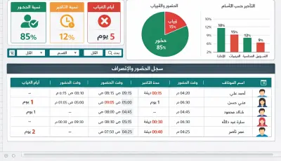 نظام متابعة حضور الموظفين عن طريق تصميم Dashboard