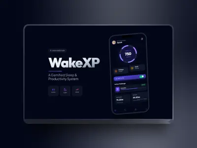 WakeXP — تصميم تطبيق نوم وإنتاجية بنظام Gamification