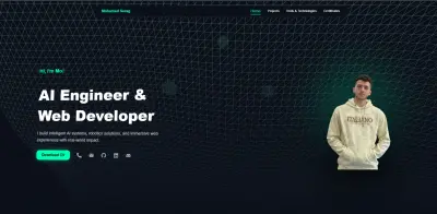 تصميم وتطوير موقع Portfolio احترافي لمهندس ذكاء اصطناعي