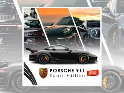 تصميم إعلان لسيارة Porsche 911 – Sport Edition