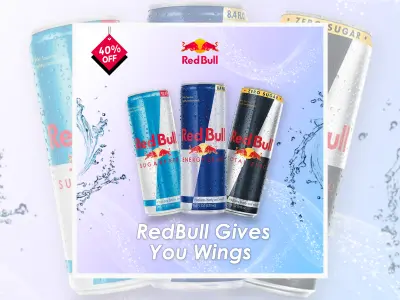 تصميم إعلان سوشيال ميديا ترويجي لعلامة RedBull