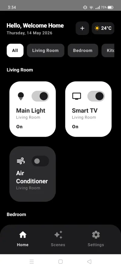 صورة العمل Smart Home Dashboard (Jetpack Compose)