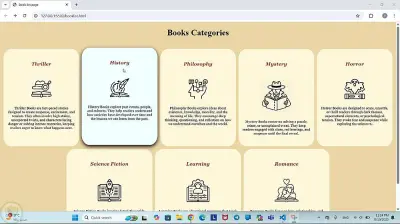 تصميم واجهة متجر كتب إلكتروني (قائمة أقسام + بطاقات منتجات)
