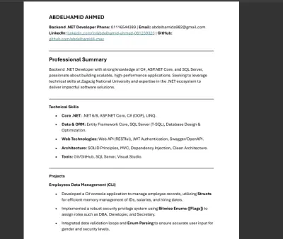 انشاء CV احترافى يتماشى مع ATS