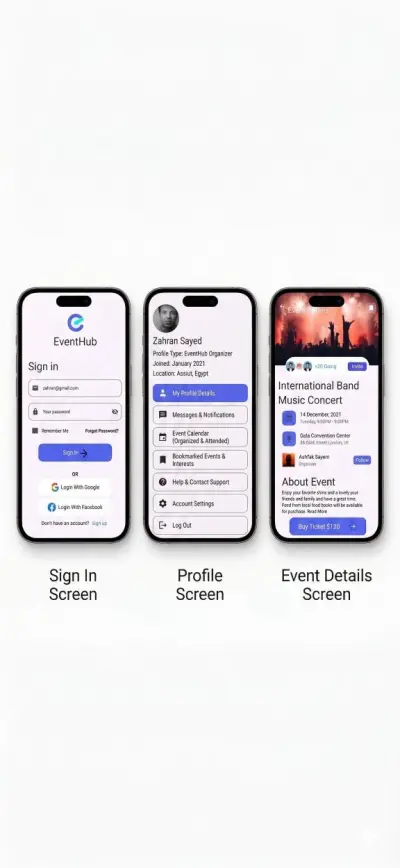 بناء واجهات تطبيق Event Booking بأداء عالي وكود نظيف (Flutter & Dart)