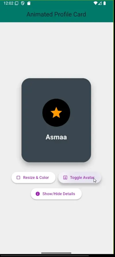 Interactive Persona Card أو Smart Profile Widget
