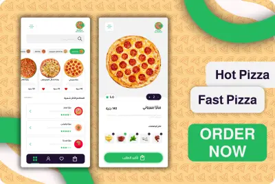 Pizza Restaurant's app UI screens