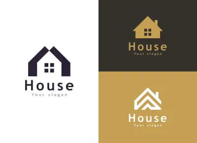 صورة العمل تصميم لوجو عقاري احترافي (House Logo Design) بثلاثة أنماط مختلفة