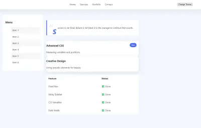 تصميم صفحة ويب متكاملة بـ HTML و CSS مع الوضع الليلي