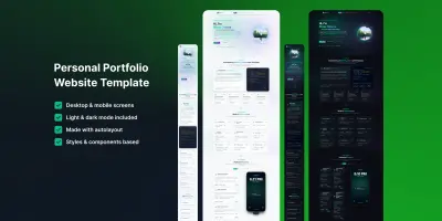 تصميم واجهات موقع بورتفوليو شخصي عصري ومتجاوب (Figma UI/UX)