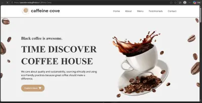 كافيين كوف (Caffeine Cove) - صفحة هبوط لمقهى عصري