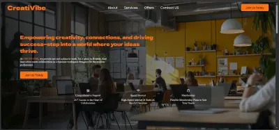 "Landing Page لشركة CreatiVibe باستخدام HTML, CSS, Bootstrap, JavaScript"
