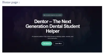 صورة العمل منصة Dentor: نظام ذكي متكامل لطلاب طب الأسنان (AI-Powered Web Platform)