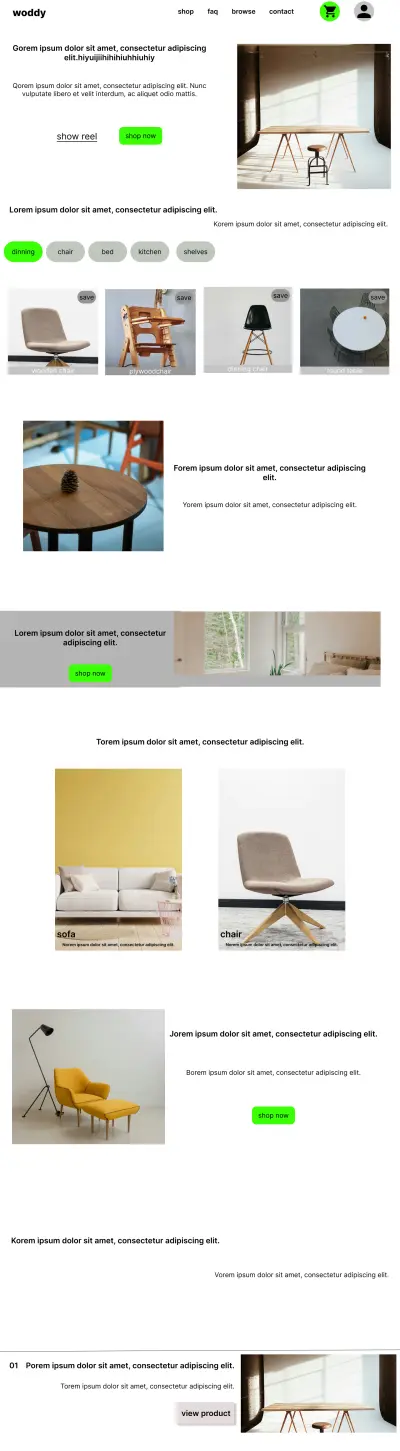 تصميم ui ux لموقع بيع اثاث منزلي