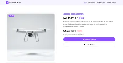 تصميم صفحة منتج احترافية للدرون | Drone Landing Page