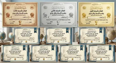 تصميم شهادة تقدير المركز الاول