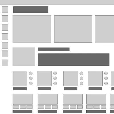 هذا العمل عبارة عن Wireframe لتصميم واجهة موقع يوضح الهيكل الأساسي للصفحة قبل مرحلة التصميم البصري.