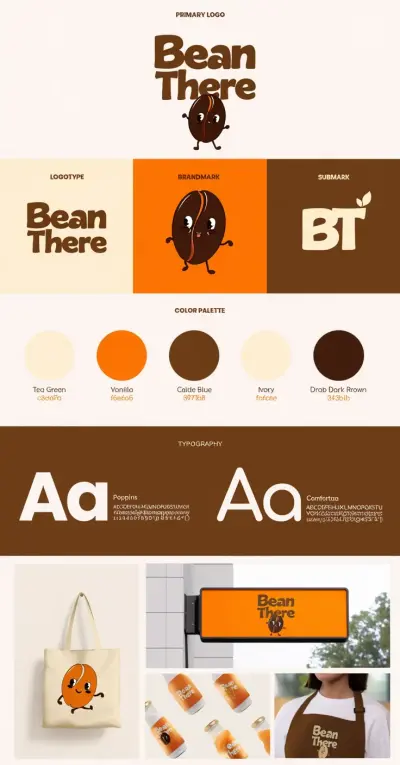 مشروع الهوية البصرية لعلامة "Bean There" التجارية