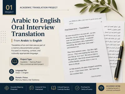 ترجمة أكاديمية لمقابلة شفوية من العربية إلى الإنجليزية