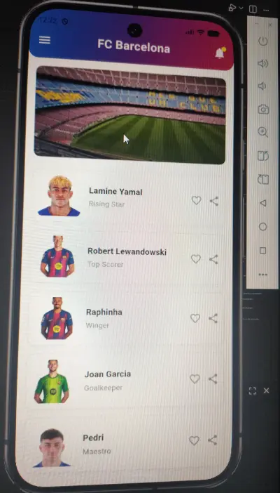 تطبيق موبايل متجاوب (Responsive Mobile App) لعرض تفاصيل فريق كرة قدم باستخدام Flutter