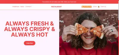 تصميم واجهة أمامية لموقع مطعم