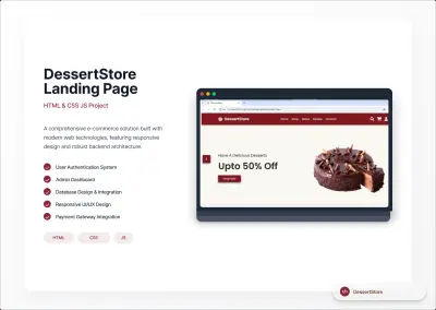 تصميم وبرمجة واجهة متجر حلويات (DessertStore Landing Page)