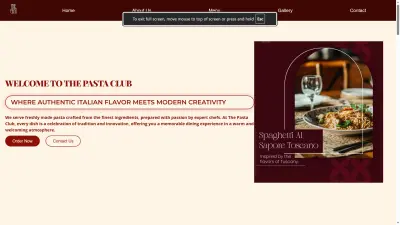 تصميم وبرمجة موقع مطعم "The Pasta Club" متوافق مع جميع الشاشات