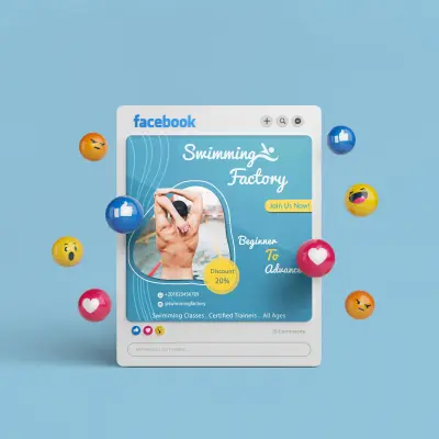 تصميم إعلان سوشيال ميديا لأكاديمية سباحة (Swimming Factory).