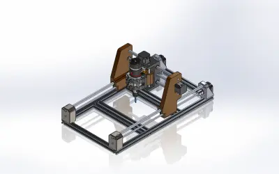 تصميم هندسي ميكانيكي متكامل لماكينة حفر وتفريز CNC ثلاثية المحاور (3-Axis CNC Milling Machine)