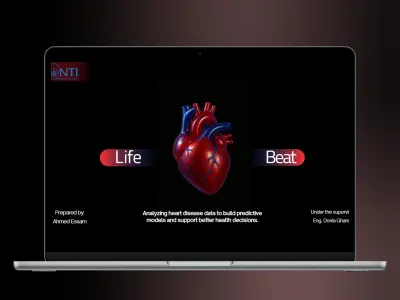 تصميم عرض تقديمي احترافي لمشروع تحليل بيانات وتنبؤ طبي (Heart Disease Prediction).