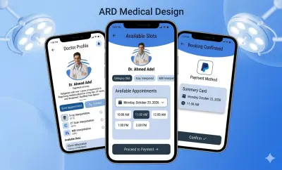 تصميم UI/UX احترافي لتطبيق طبي حجز مواعيد