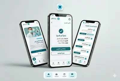 تصميم واجهات تطبيق عيادة أسنان – UI/UX بالعربي