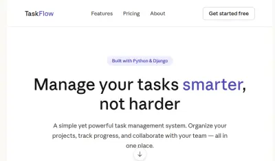 لاندينج بيج لتطبيق إدارة المهام — TaskFlow